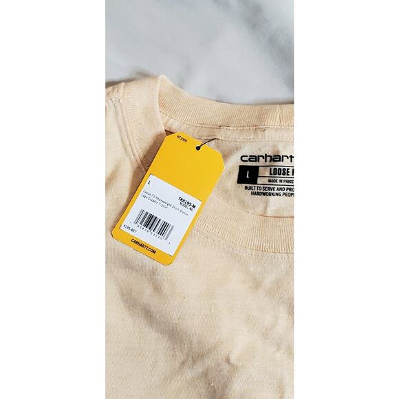 Carhartt Men's Size L Loose Fit Heavyweight Short-Sleeve Logo Graphic Pale Apri - Picture 5 of 5